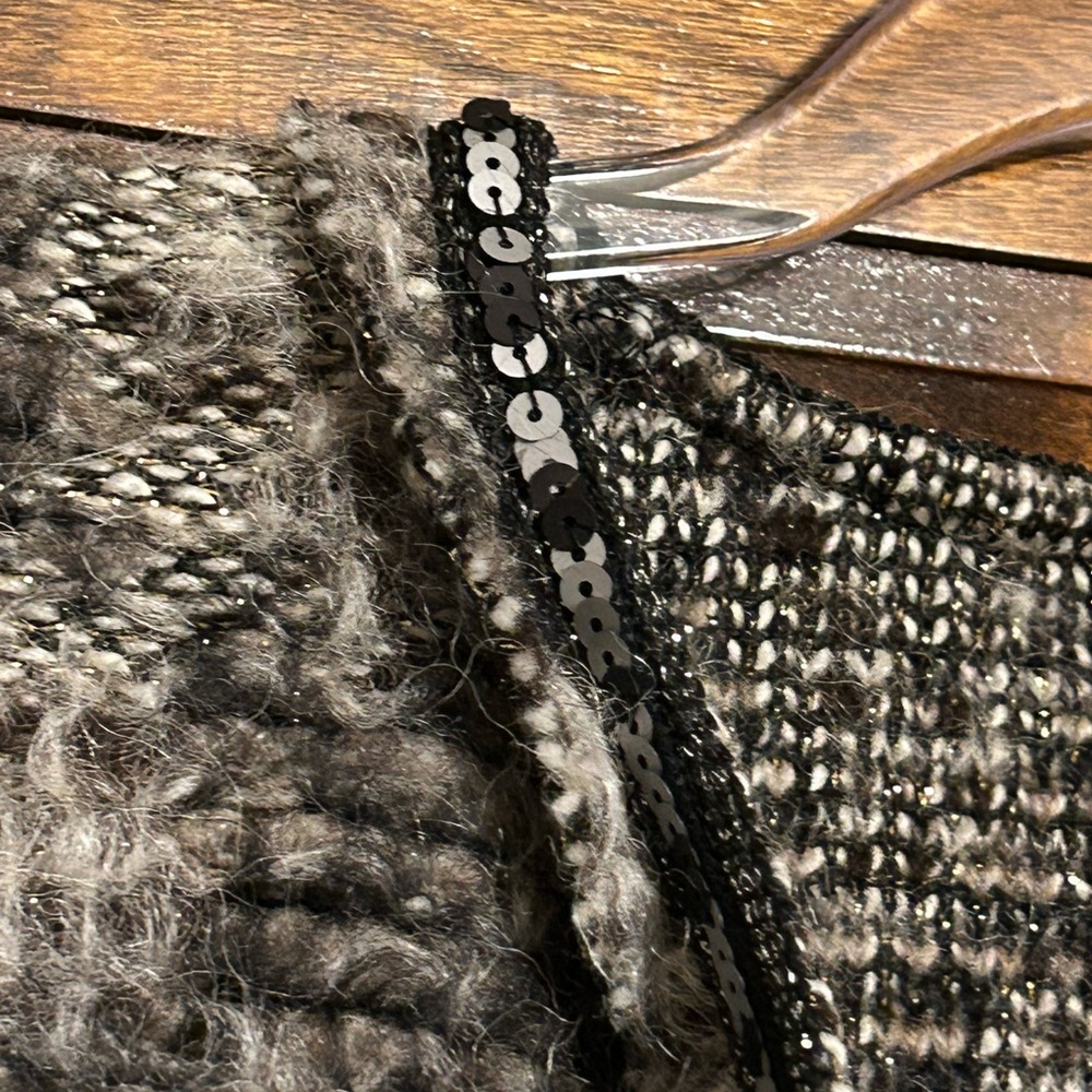 Zara Knitwear Marled Gray, Black and Cream Open Cardigan - Picture 5 of 8